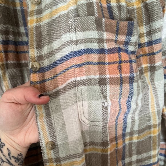 American Eagle Distressed Flannel Shirt, S - Picture 3 of 6